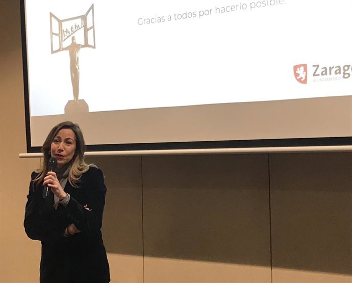 La alcaldesa de Zaragoza, Natalia Chueca, en la celebración del nombramiento de Zaragoza como Capital Europea de la Accesibilidad 2026