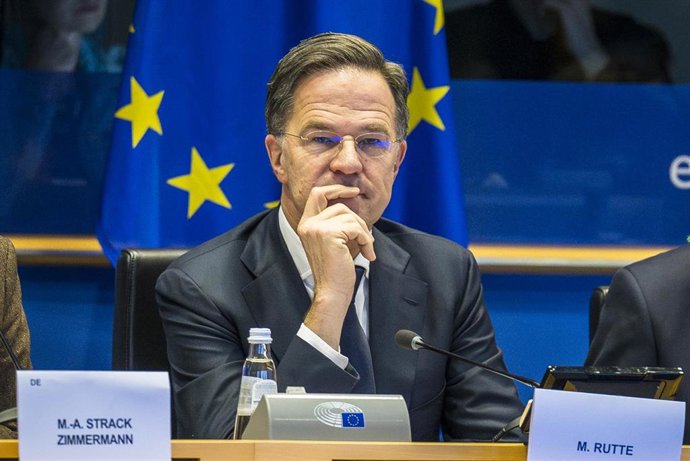 El secretario general de la OTAN, Mark Rutte, participa en reunión en el Parlamento Europeo.  