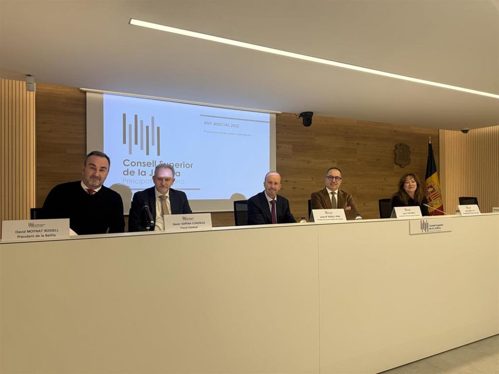 Los responsables de los tribunales andorranos durante la rueda de prensa