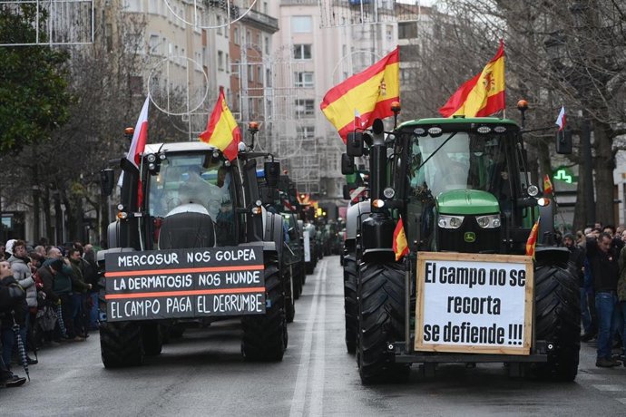 Foto de archivo de la tractorada en Santander el 9 de enero