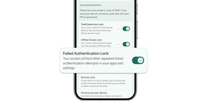 Configuración para activar el bloqueo de pantalla por autenticaciones fallidas
