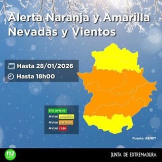 Alerta para el 28 de enero en Extremadura
