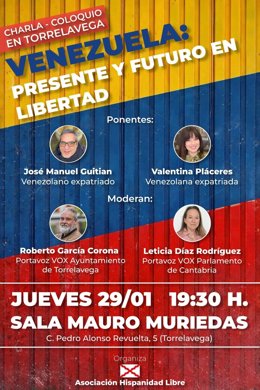 Cartel de la charla-coloquio organizada por la Asociación Hispanidad Libre de Torrelavega