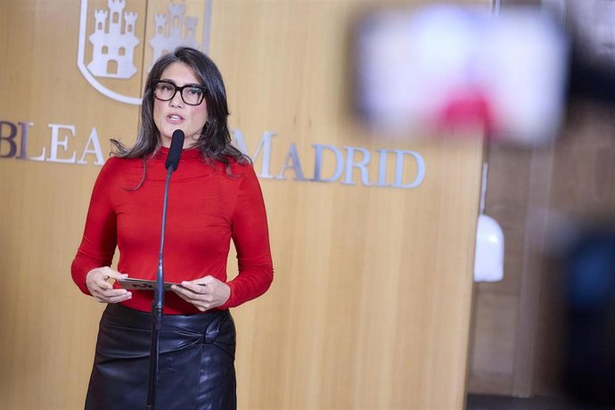 Archivo - La portavoz de Más Madrid en la Asamblea de Madrid, Manuela Bergerot, ofrece una rueda de prensa en la Asamblea de Madrid, a 20 de noviembre de 2025, en Madrid (España)