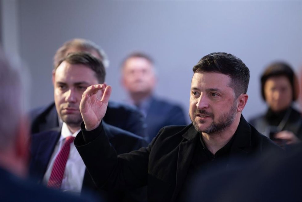 El presidente de Ucrania, Volodimir Zelenski, durante un evento del Foro Económico Mundial en Davos (Suiza)