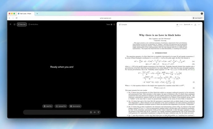 Novo espaço Prism da OpenAI.