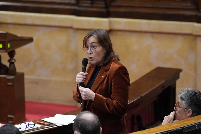 La consellera de Territorio y portavoz del Govern, Sílvia Paneque, interviene durante una sesión de control, en el Parlament de Catalunya, a 28 de enero de 2026, en Barcelona, Catalunya (España)