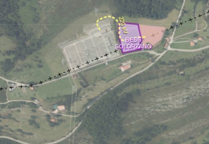 Archivo - Zona donde se localizaría el almacenamiento de energía con baterías en Solórzano