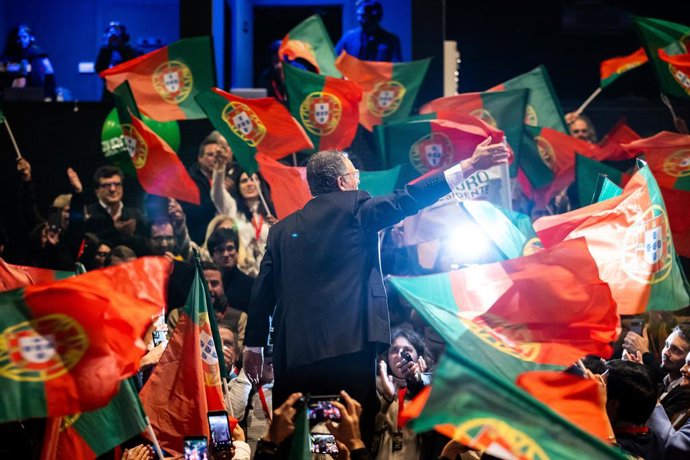 January 18, 2026, Caldas Da Rainha, Portugal: Socialist candidate Jose Antonio Seguro addresses supporters on the night of Portugal's presidential election first round in Caldas da Rainha. Portugal's socialist candidate won the first round of the presiden