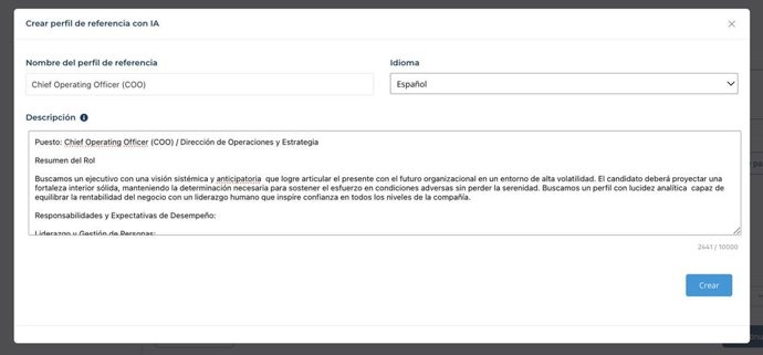 Creación perfiles de referencia por IA de Steelter