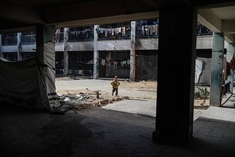 Palestinos desplazados en la Franja de Gaza