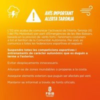 Emergencias 112 suspende todas las competiciones y entrenamientos deportivos en el exterior por la alerta naranja