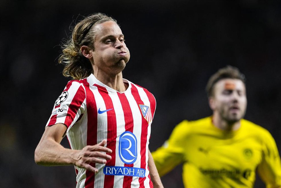 El jugador español del Atlético de Madrid Marcos Llorente , durante el encuentro de Liga de Campeones.
