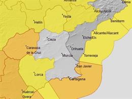 El Noroeste y la costa de Cartagena, en aviso naranja por fuertes rachas de viento este jueves