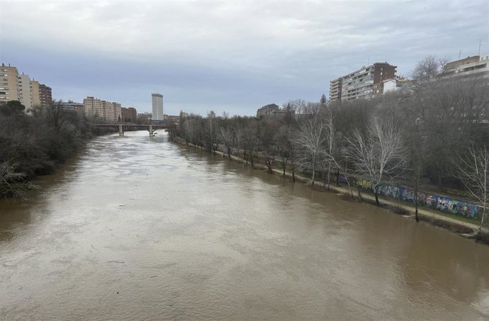 El río Pisuerga a su paso por Valladolid capital el 29 de enero de 2026.
