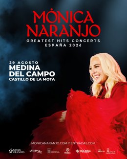 Mónica Naranjo ofrecerá un concierto el 29 de agosto en Medina del Campo (Valladolid)