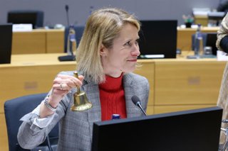 La Alta Representante de la Unión Europea para Política Exterior, Kaja Kallas, al inicio del Consejo de Asuntos Exteriores (CAE) que se celebra este jueves en Bruselas