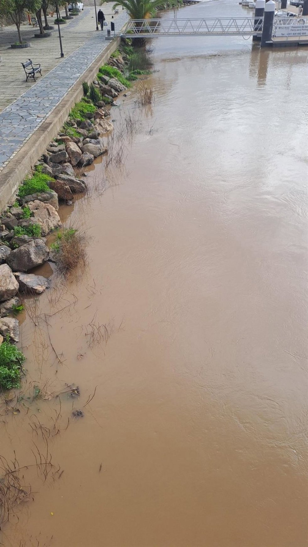 Crecida del río Gudiana a su paso por Sanlúcar de Guadiana (Huelva).