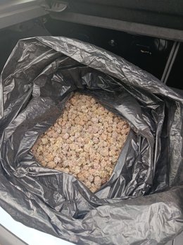 La bossa amb 1,8 quilos de cabdells de marihuana 