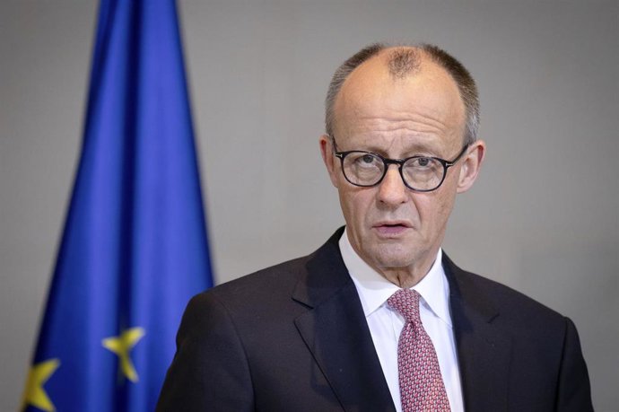 El canciller alemán, Friedrich Merz, en una rueda de prensa en Berlín.