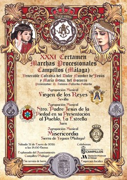 La Diputación impulsa la celebración este sábado del XXXI Certamen de Marchas Procesionales de Campillos
