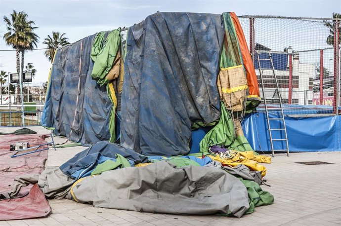 Archivo - Atracción hinchable donde fallecieron dos menores en Mislata en 2022