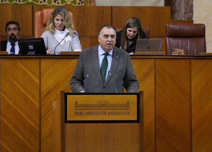 El consejero de Turismo, Arturo Bernal, este jueves en el Pleno extraordinario del Parlamento durante el debate de totalidad de la Ley de Turismo Sostenible.