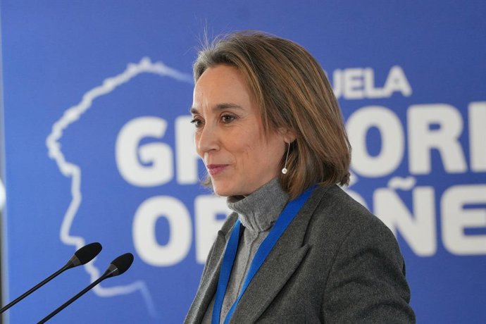 A vice-secretária de Regeneração do Partido Popular, Cuca Gamarra, da IV Escola Gregorio Ordóñez, no hotel Costa Vasca, em 24 de janeiro de 2026, em San Sebastián, Guipúzcoa, País Basco (Espanha). A Escola foi organizada pela Nuevas Generaciones.