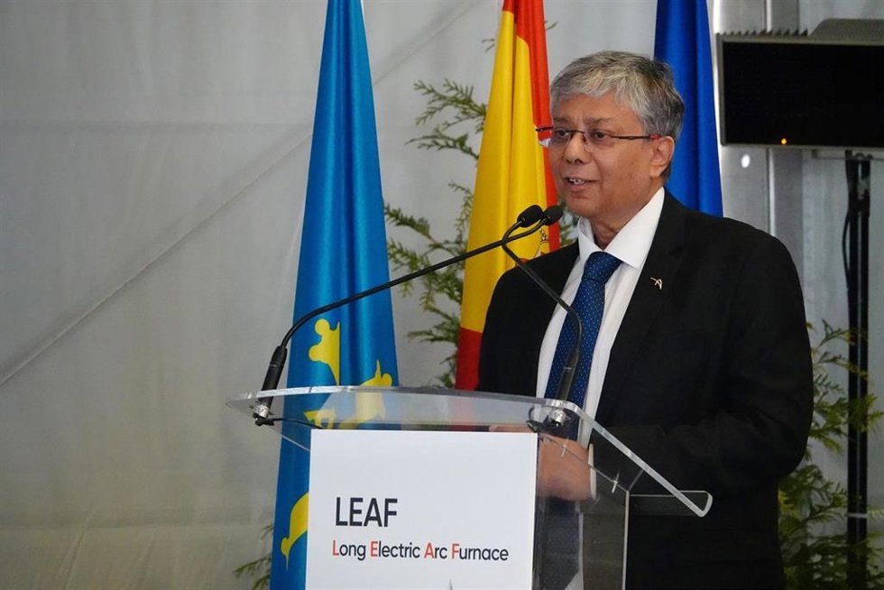 Archivo - El CEO de ArcelorMittal en Europa, Sanjay Samaddar, interviene durante el acto de inicio de la obra de construcción de la nueva Acería Eléctrica de Gijón, en ArcelorMittal, a 9 de mayo de 2024, en Gijón, Asturias (España). (Archivo)
