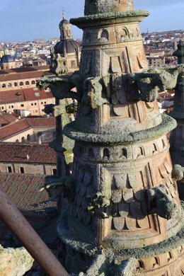 Se desprenden dos elementos de piedra de la Catedral de Salamanca, sin registrar "daños personales ni material.