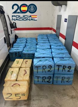 Hachís incautado por la Policía Nacional en una operación contra la droga