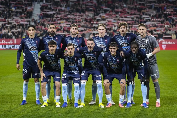 Jugadores del RC Celta, antes de enfrentarse en LaLiga EA Sports 2025-26 al Sevilla FC.