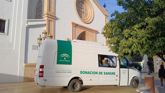 Unidad de móvil de donación de sangre en Málaga.