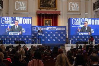 El presidente del Gobierno, Pedro Sánchez, interviene en el acto Mujeres liderando la ONU del siglo XXI, en la Real Academia de Bellas Artes de San Fernando, a 30 de enero de 2026, en Madrid (España).