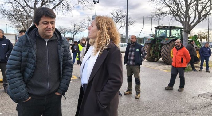 La portavoz de MÉS per Mallorca en el Consell de Mallorca, Catalina Inés Perelló, en una de las protestas agríciolas organizadas el jueves en Mallorca.