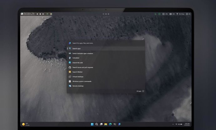Barra de menú de la Paleta de Comandos de PowerToys en Windows 11.