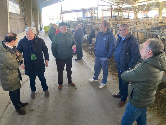 Los senadores del PP con el alcalde de Cospeito