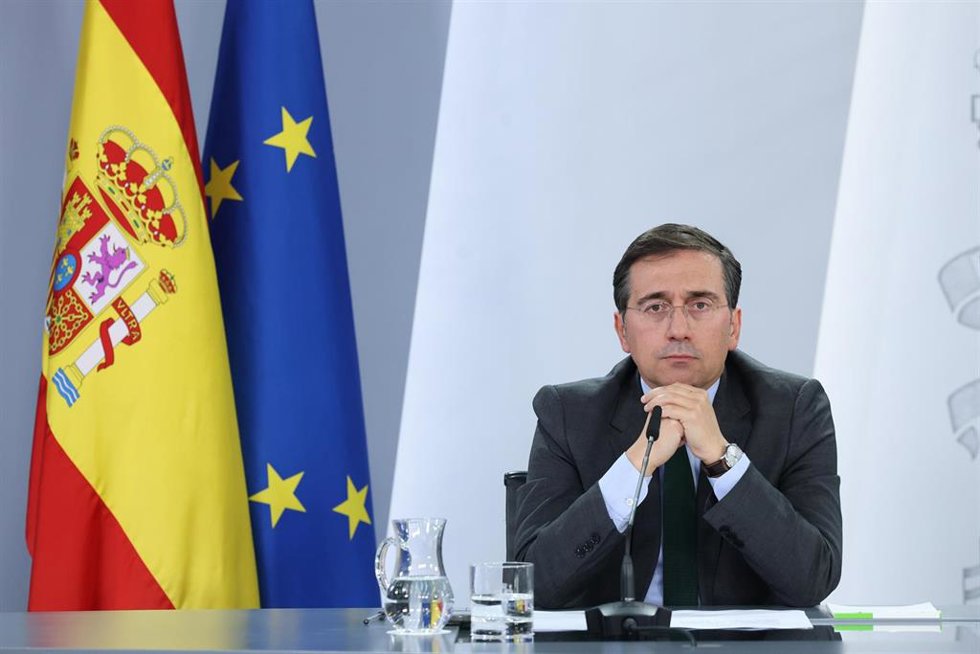 El ministro de Asuntos Exteriores, Unión Europea y Cooperación, José Manuel Albares, una rueda de prensa