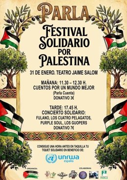 El Comité por Palestina de Parla, en colaboración con el Ayuntamiento del municipio, ha organizado el 'Festival Solidario por Palestina', un evento benéfico que tendrá lugar este sábado en el Teatro Jaime Salom.