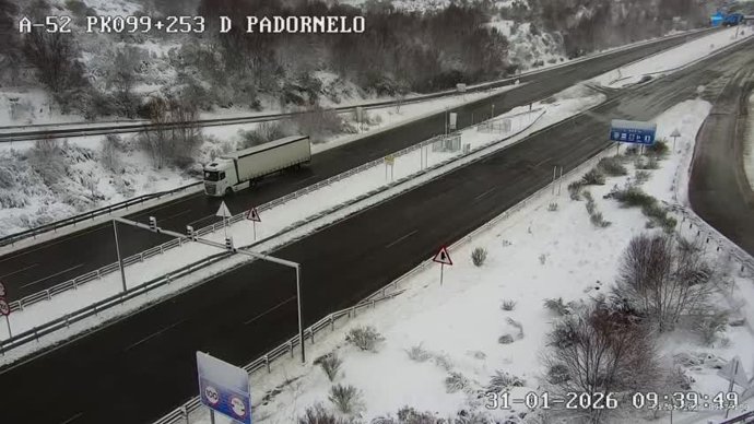 Nieve en la A-52, a 31 de enero de 2026.