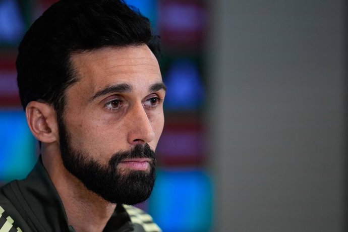 Alvaro Arbeloa, head coach of Real Madrid, attends his press conference during the training day of Real Madrid ahead the Spanish League, LaLiga EA Sports, football match against Villarreal CF at Ciudad Deportiva Real Madrid on January 23, 2026, in Madrid,