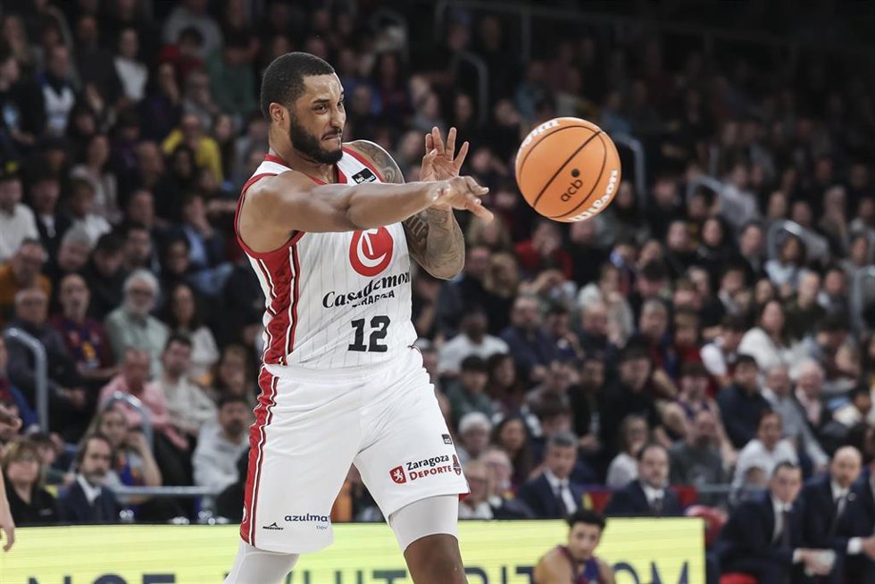 Joel Soriano, en un partido con el Casademont Zaragoza.