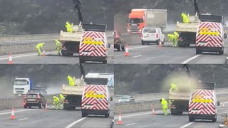 Traballos de mantemento nunha estrada.