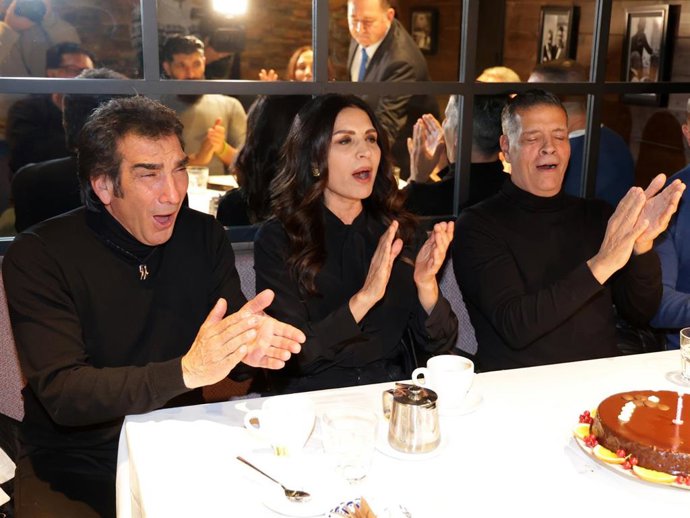 Encarna Salazar celebra su 65 cumpleaños junto a su primo y su hermano Jose, en Madrid (España)