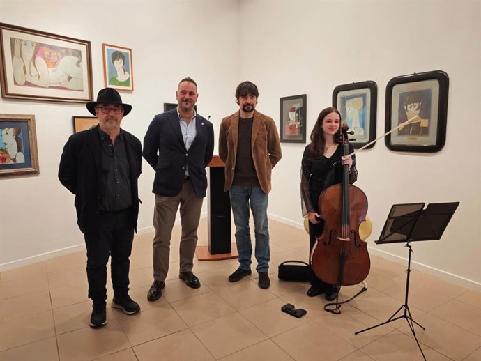 Luis García Martínez, Emilio Manuel Martínez, Emilio Gancedo y Violeta Ordóñez en la inauguración de la exposición 'Creatividad insurgente' sobre Manuel Jular en el Instituto Leonés de Cultura