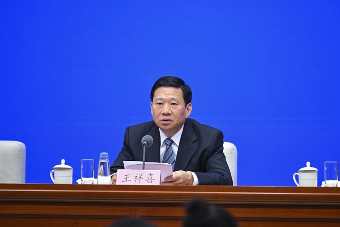 Archivo - BEIJING, Sept. 24, 2025  -- Wang Xiangxi, minister of emergency management, speaks at a press conference held by the State Council Information Office (SCIO) on China's achievements in emergency management reform and development during the 14th F