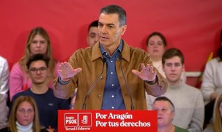 El presidente del Gobierno, Pedro Sánchez, en un acto del PSOE en Teruel