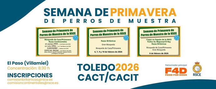 Cartel de la Semana de Primavera de Perros de Muestra que se celebrará en Villamiel.