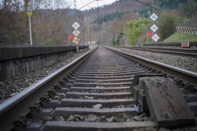 Vías de tren, a 31 de enero de 2026, en Amurrio, Álava