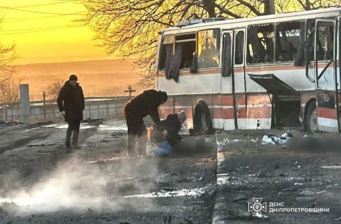 Ataque ruso contra un autobús de mineros de DTEK en Ucrania a 1 de febrero de 2026